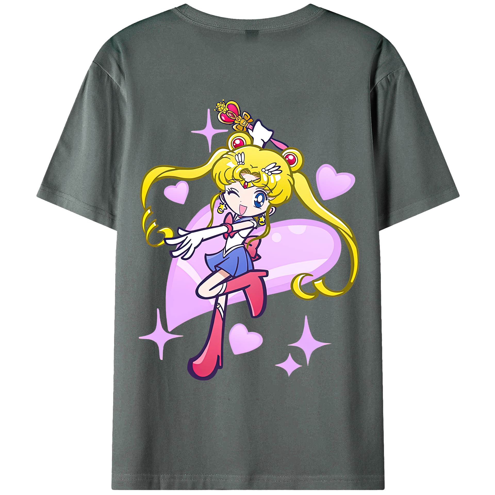 （画像用） 美少女戦士セーラームーン 月野 うさぎ つきの うさぎ Sailor Moon Tsukino Usagi 綿100％ メンズ半袖Tシャツ（バックプリント） 通気性